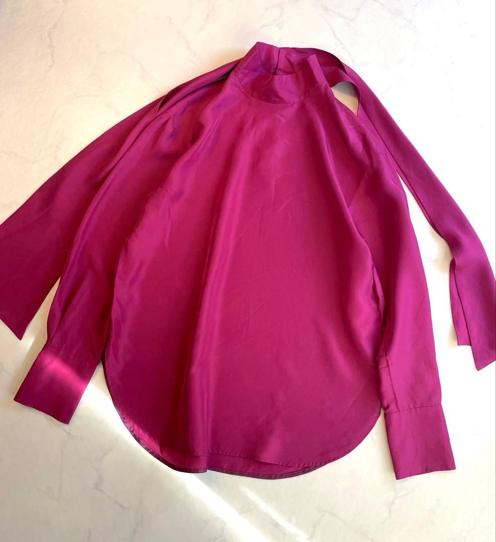 洗える♪ICB シルク100% ボウタイブラウス 長袖 美品 2way - メルカリ