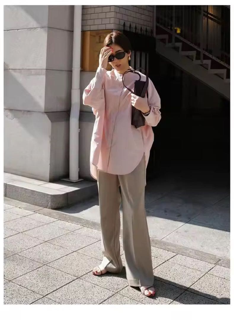 machatt スタンドカラーオーバーシャツ（ピンク） - メルカリ