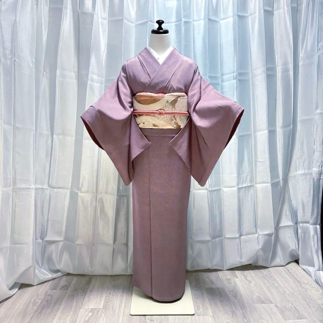 正絹 鮫小紋 江戸小紋 袷 作家 しつけ 未着用 紋付 フルセット フ9996