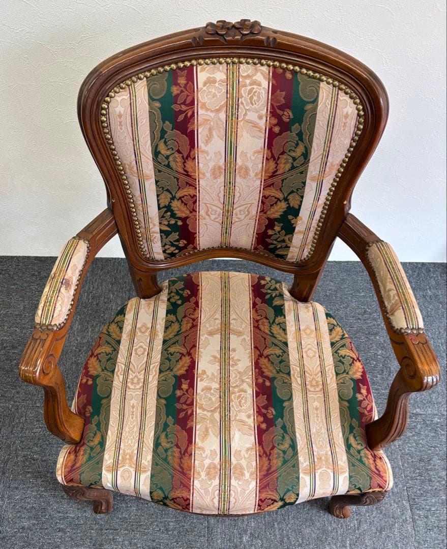 輸入家具 アンティークチェア 猫脚 クラシックスタイル 多色布張り椅子