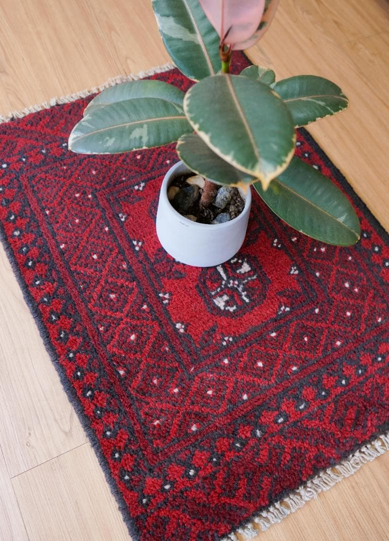 トルクメン 手織り絨毯 トライバルラグ ヴィンテージラグ 60×49cm