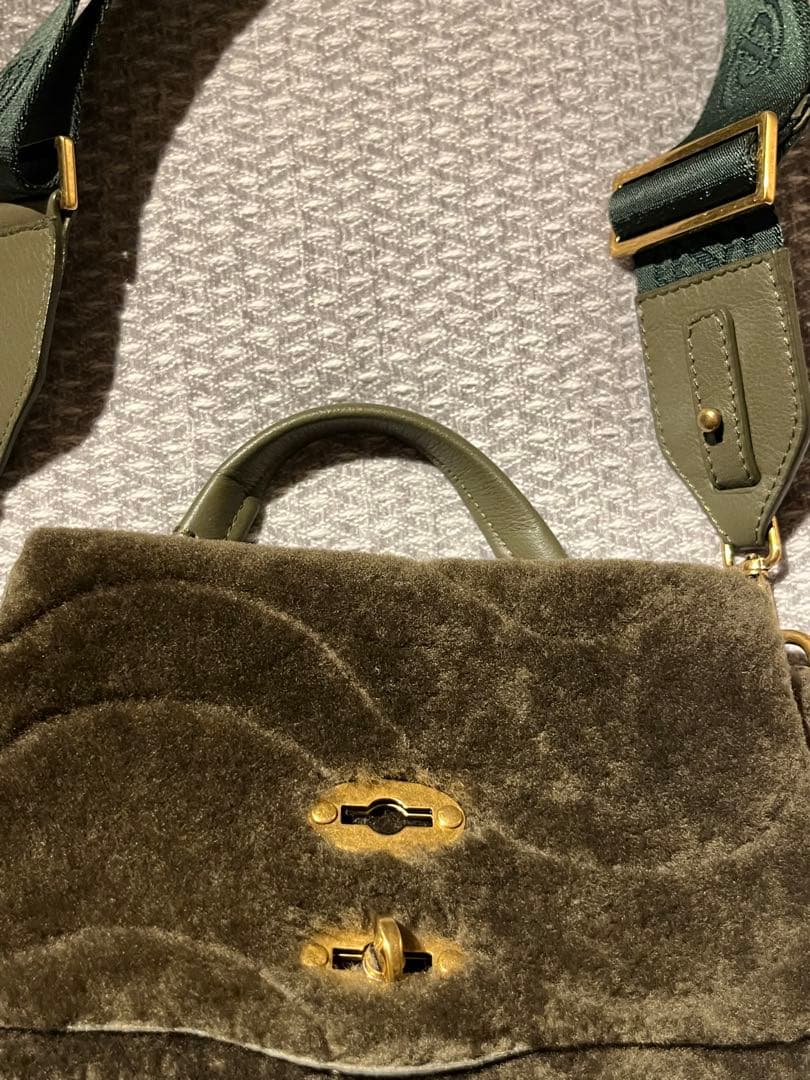 ZANELLATO オリーブグリーン ファー ショルダーバッグ