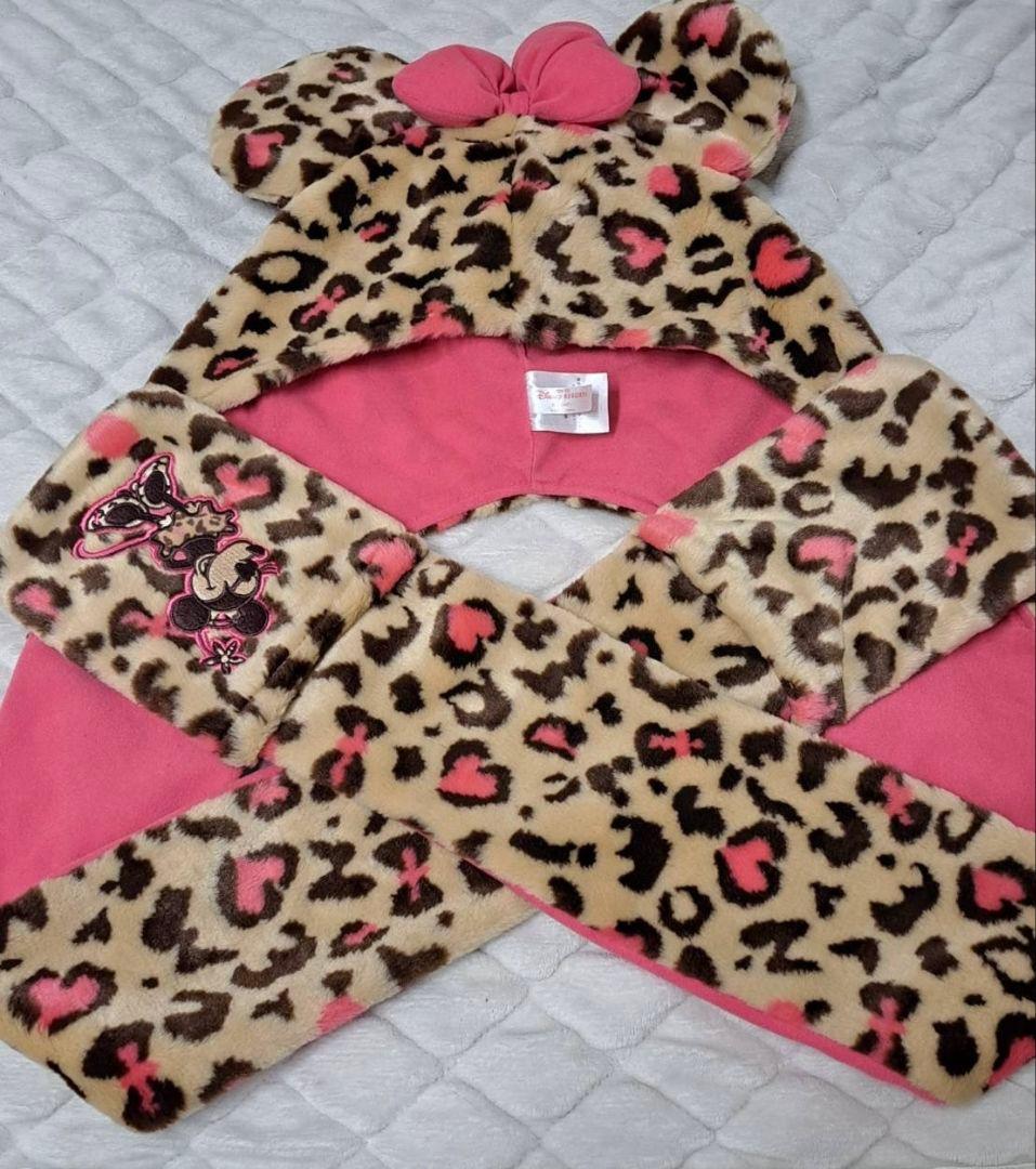 東京ディズニーリゾート ミニー ヒョウ柄　ファンキャップ　マフラー ミニー マフラーキャップ ヒョウ柄 東京ディズニーリゾート ファン