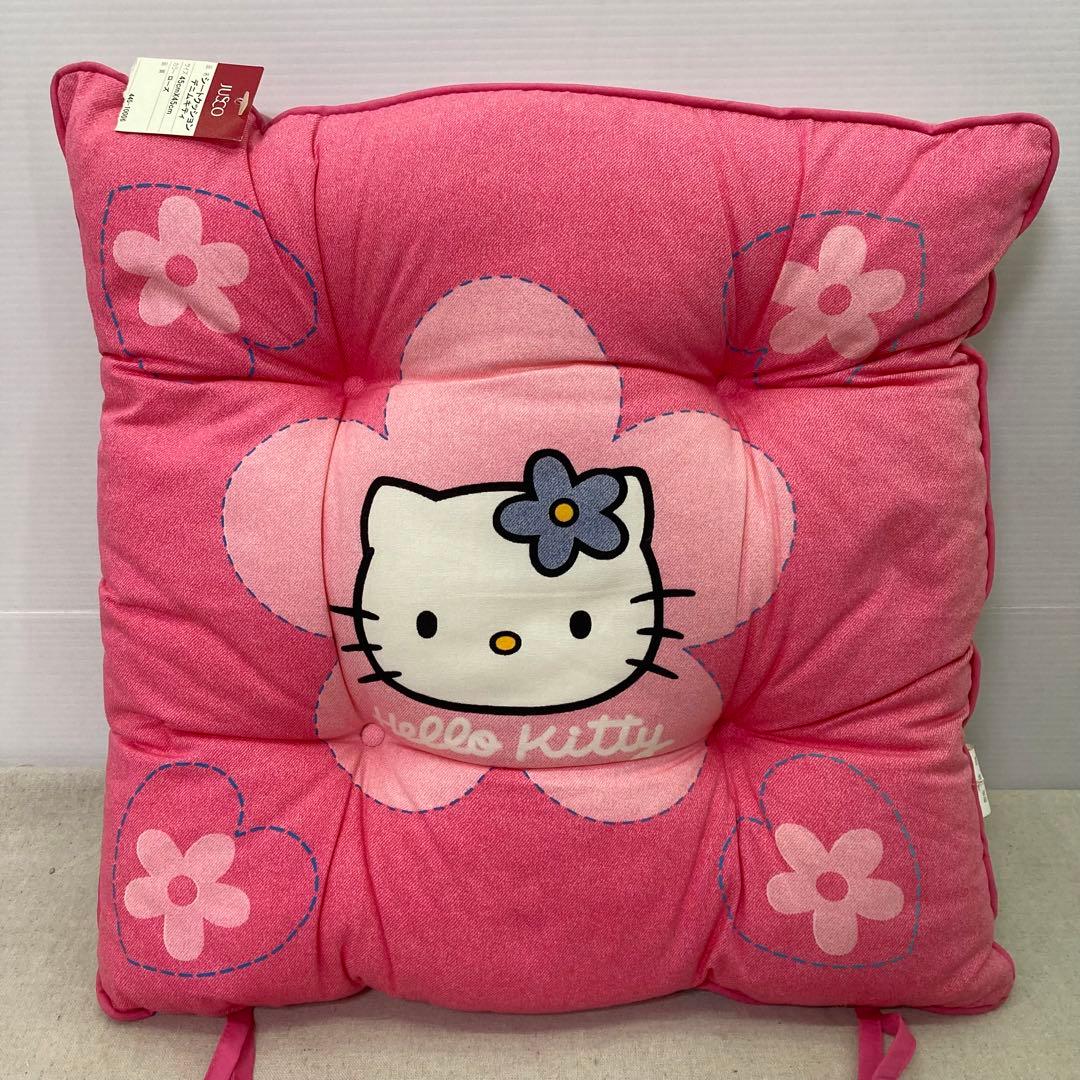 未使用☆タグ付き】ハローキティ 座布団 クッション 花 ピンク