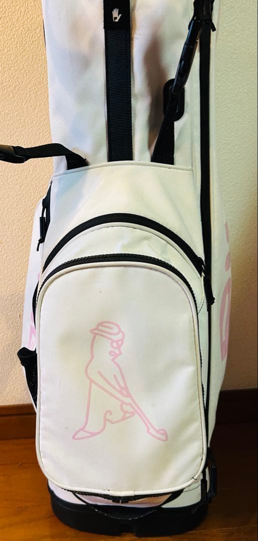 PING キャディバッグ ホワイト/ブラック プリントロゴピンク - ゴルフ