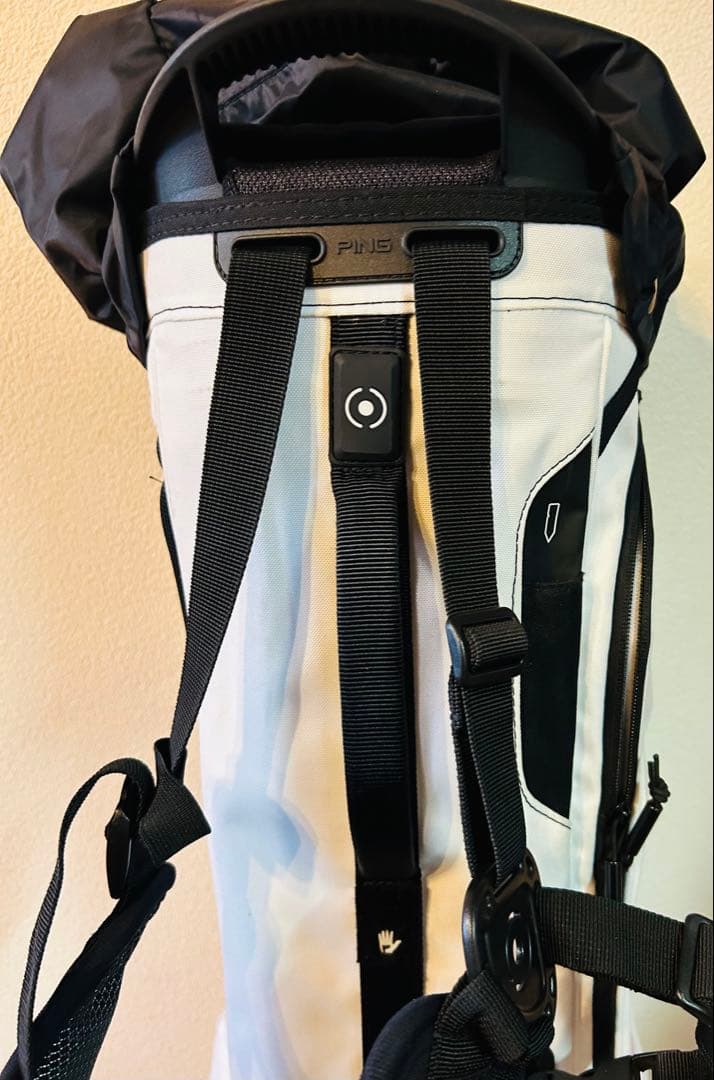 PING キャディバッグ ホワイト/ブラック プリントロゴピンク - ゴルフ