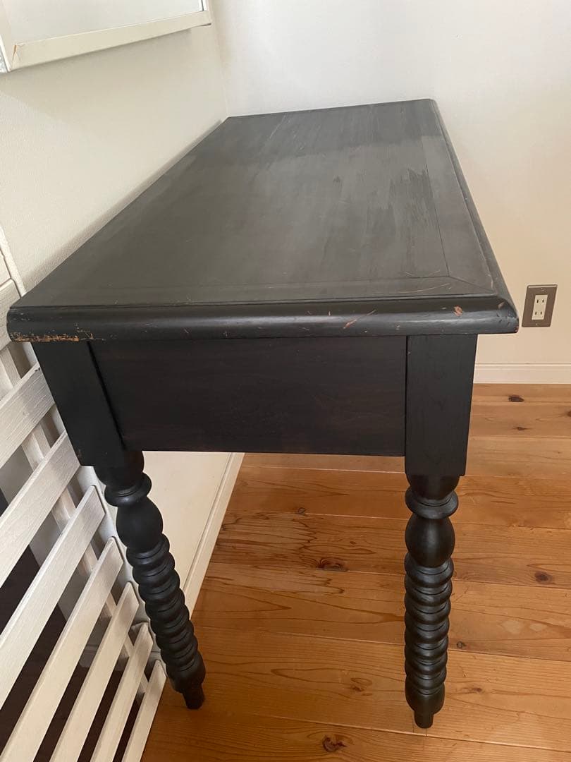 再値下げアンティーク ボビンレッグデスク テーブル マットブラック