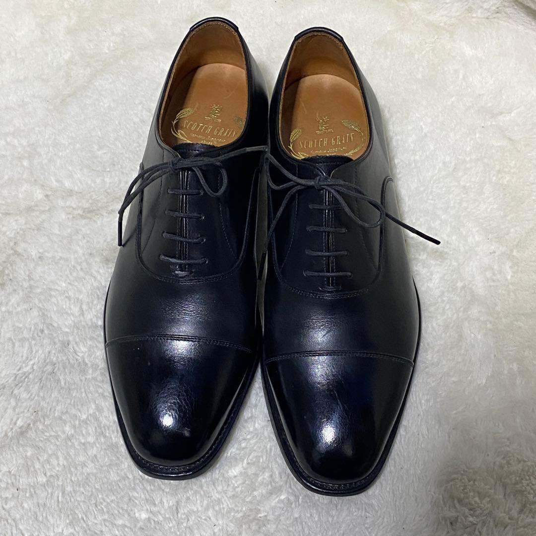 極美品 スコッチグレイン 24.5cm 3526 ストレートチップ 黒