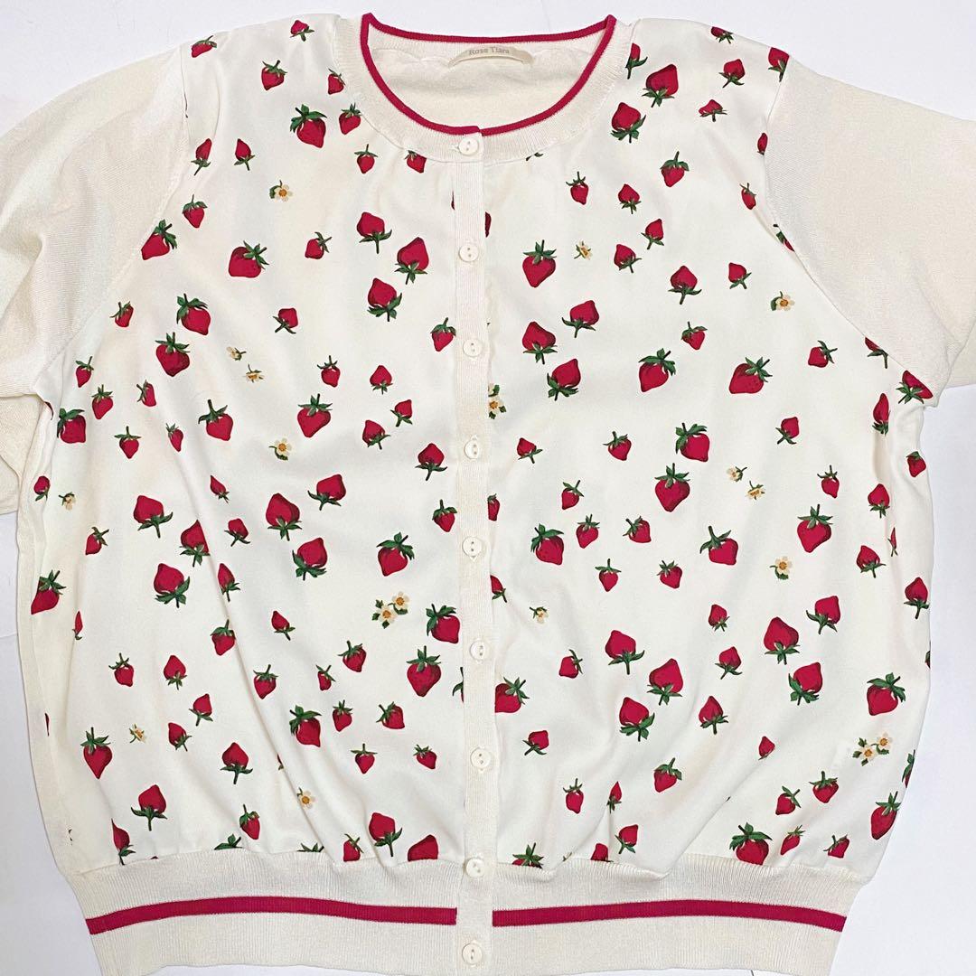 未使用◇ローズティアラ ストロベリープリントニットカーディガン