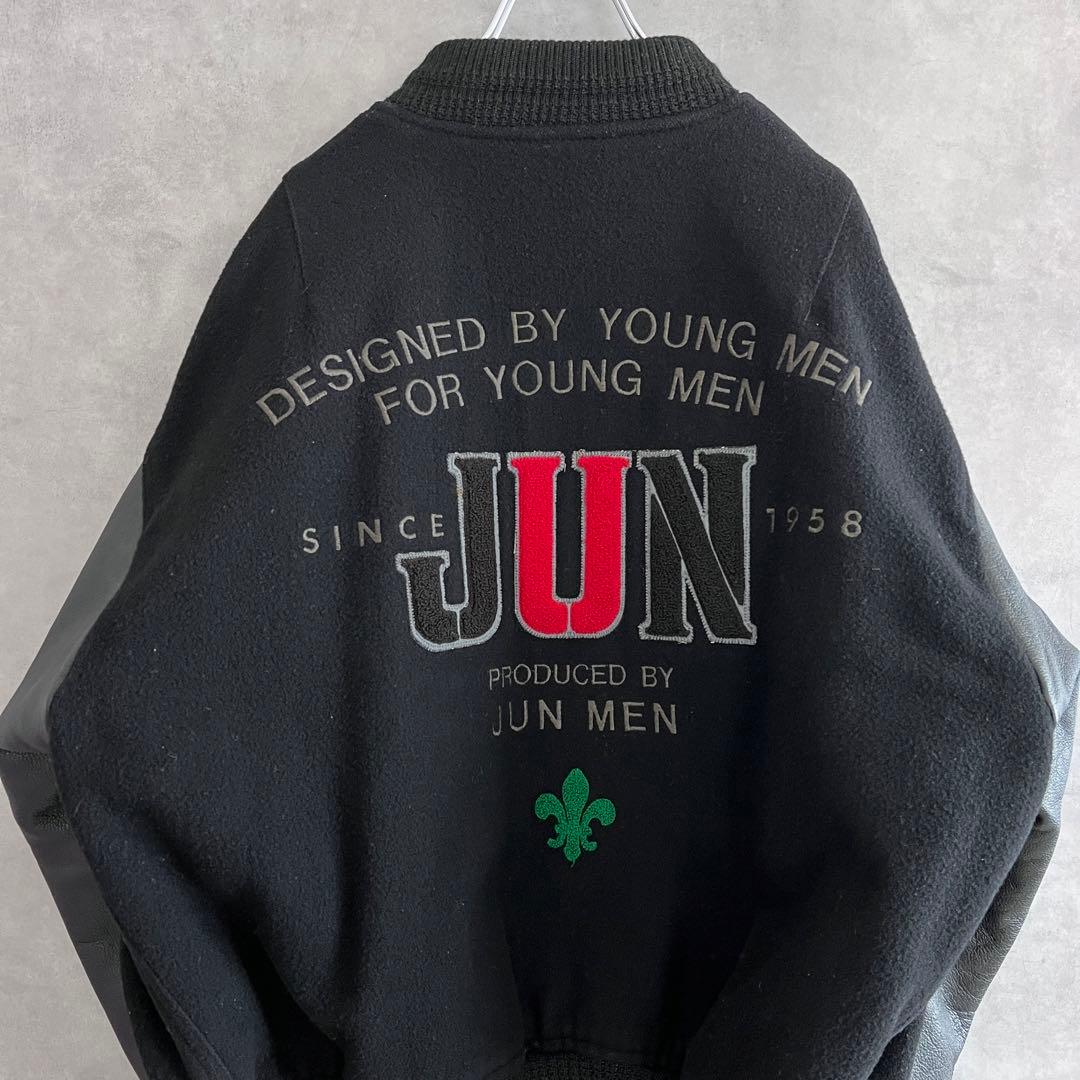 90s JUN MEN ジュンメン レザースタジャン M ブラック - メルカリ