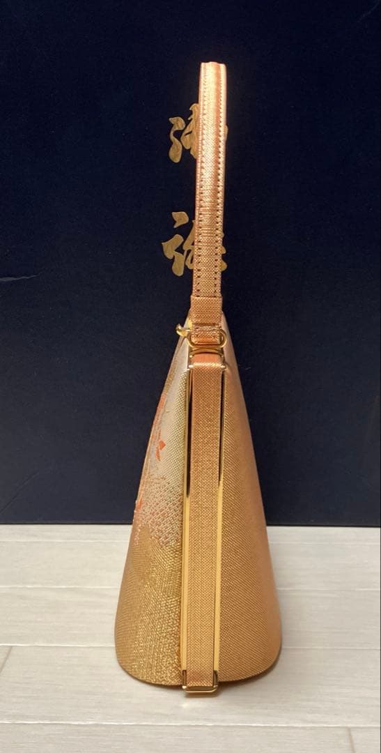 《未使用》佐賀錦　草履バッグセット　東京芝山ブランド　正絹　ゴールド　厚底