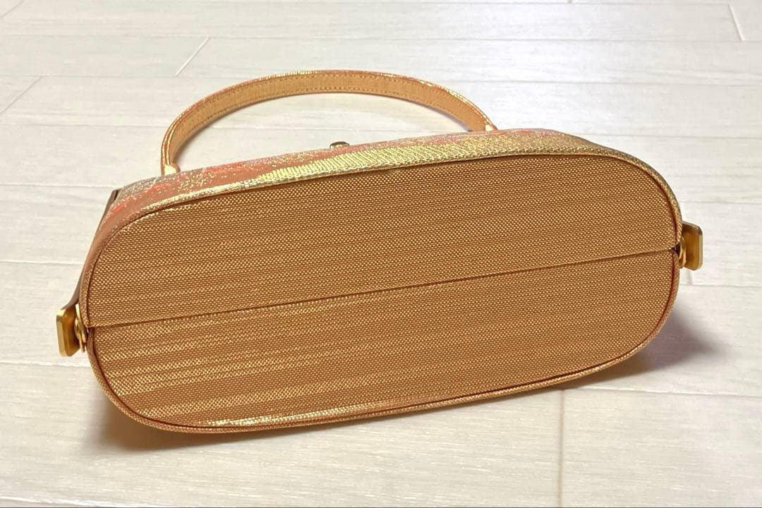 《未使用》佐賀錦　草履バッグセット　東京芝山ブランド　正絹　ゴールド　厚底