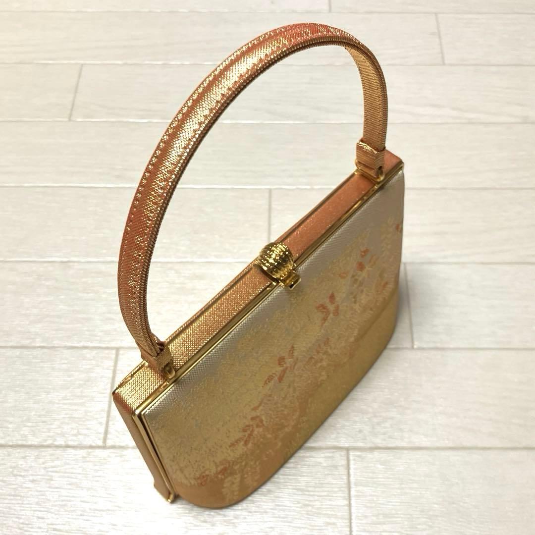 《未使用》佐賀錦　草履バッグセット　東京芝山ブランド　正絹　ゴールド　厚底