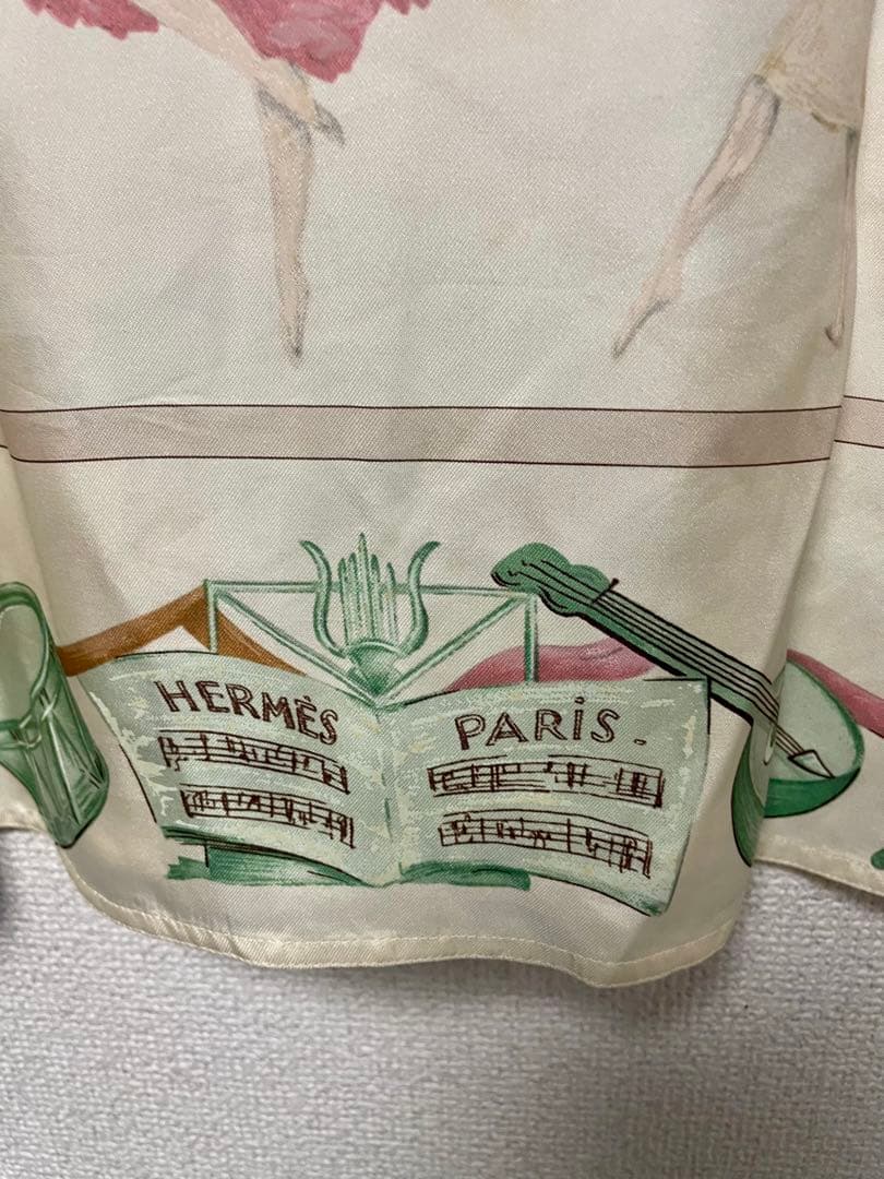 HERMES エルメス バレリーナ総柄 シルクシャツ ヴィンテージ サイズ40
