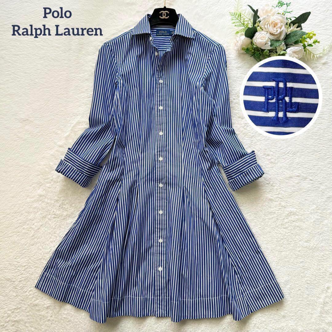 ラルフローレン】袖刺繍入り♪ストライプシャツワンピース - メルカリ