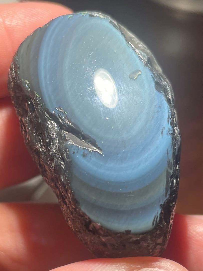 研磨品 十勝石玲瓏 水色、ブルー、イエロー レインボーオブシディアン