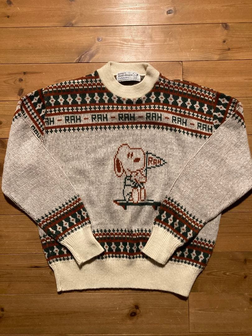 トップス SNOOPY Arrow 70's Character Design Knit Davintage | Vintage 70s Arrow Snoopy Knit Sweater Size -M