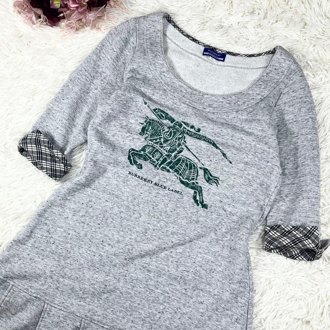 バーバリーブルーレーベル ホースロゴ ノバチェック チュニック丈