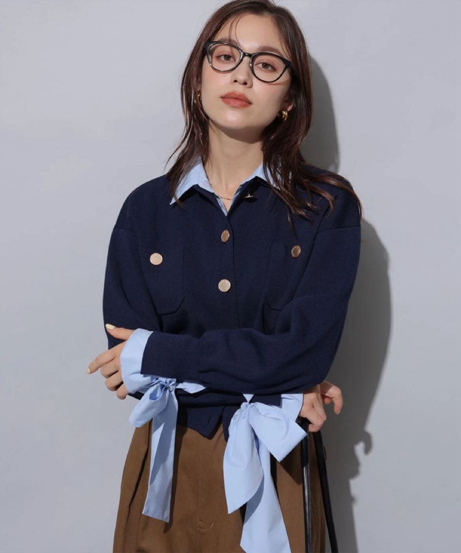 Arpege story シャツドッキング襟付きカーデ - メルカリ