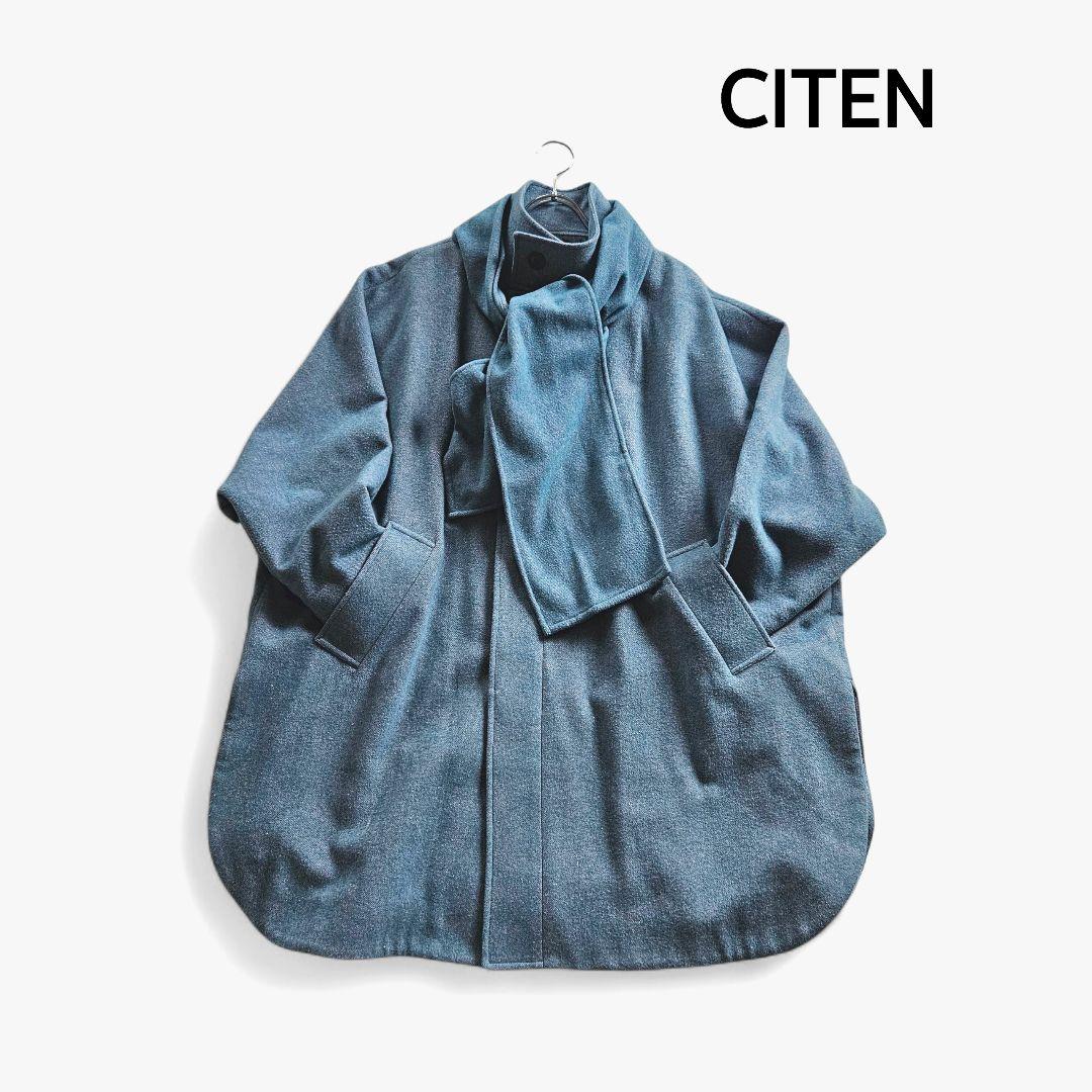 y*o様 CITEN スタンドカラー ポンチョ ブルー CITEN（シテン）の「＜CITEN＞スタンドカラー ポンチョ（ポンチョ