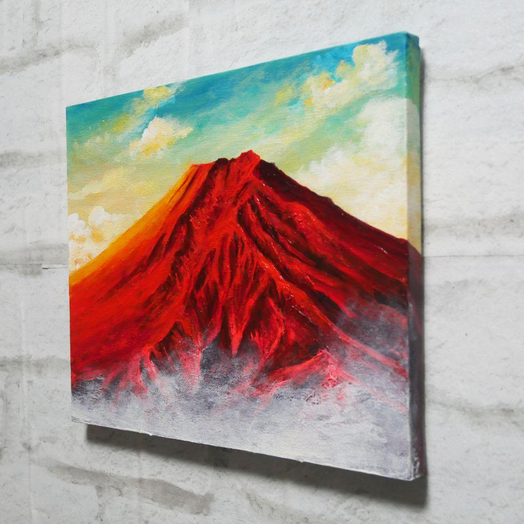 油絵 油彩 油彩画 絵 絵画 【朝焼けの紅富士】 - メルカリ