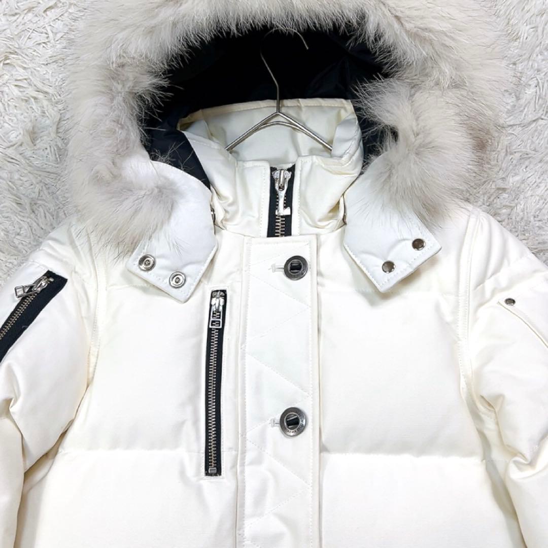 ムースナックルズ ダウンジャケット 2way リアルファー S ホワイト