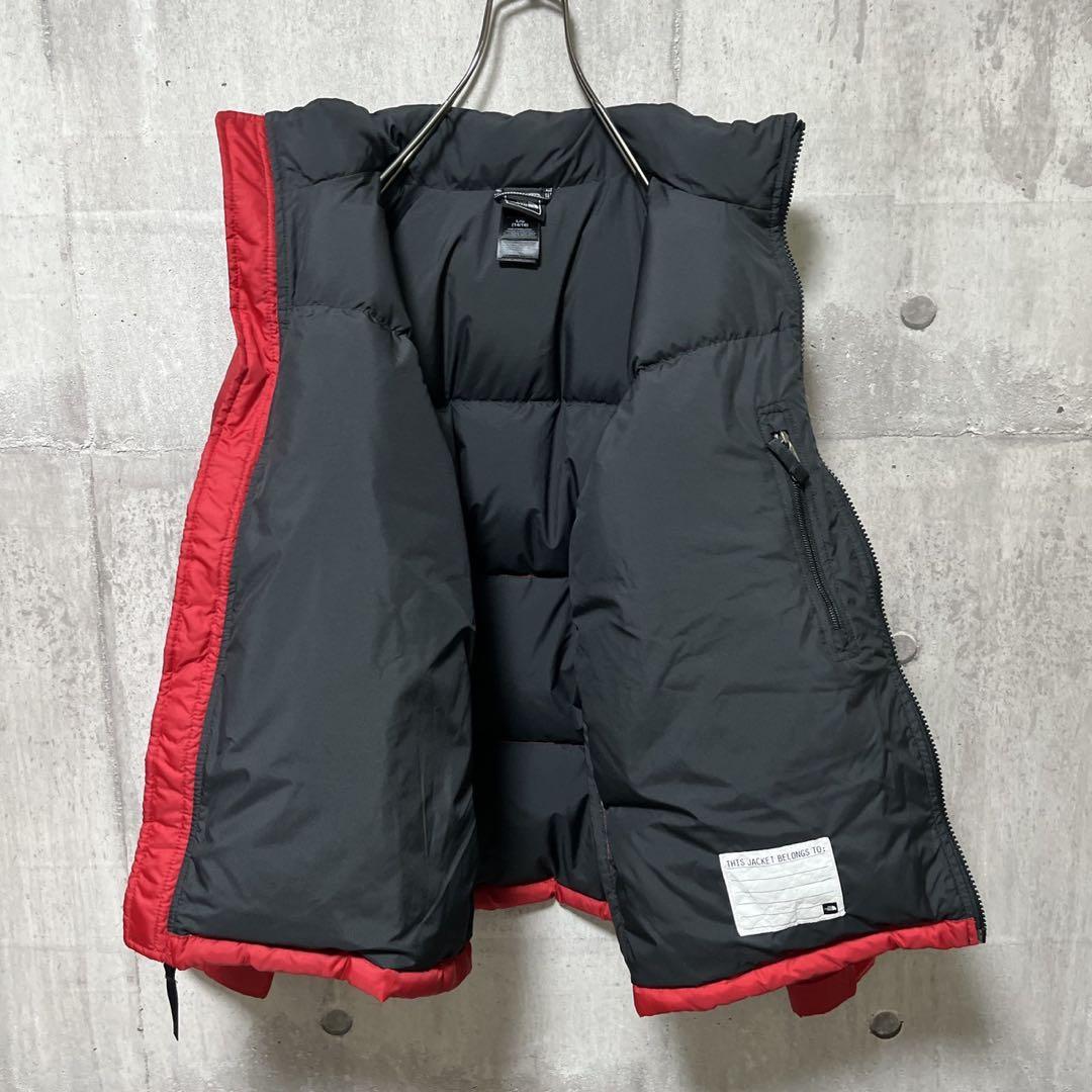 ノースフェイス ダウンジャケット 600fill レッドブラック キッズ160