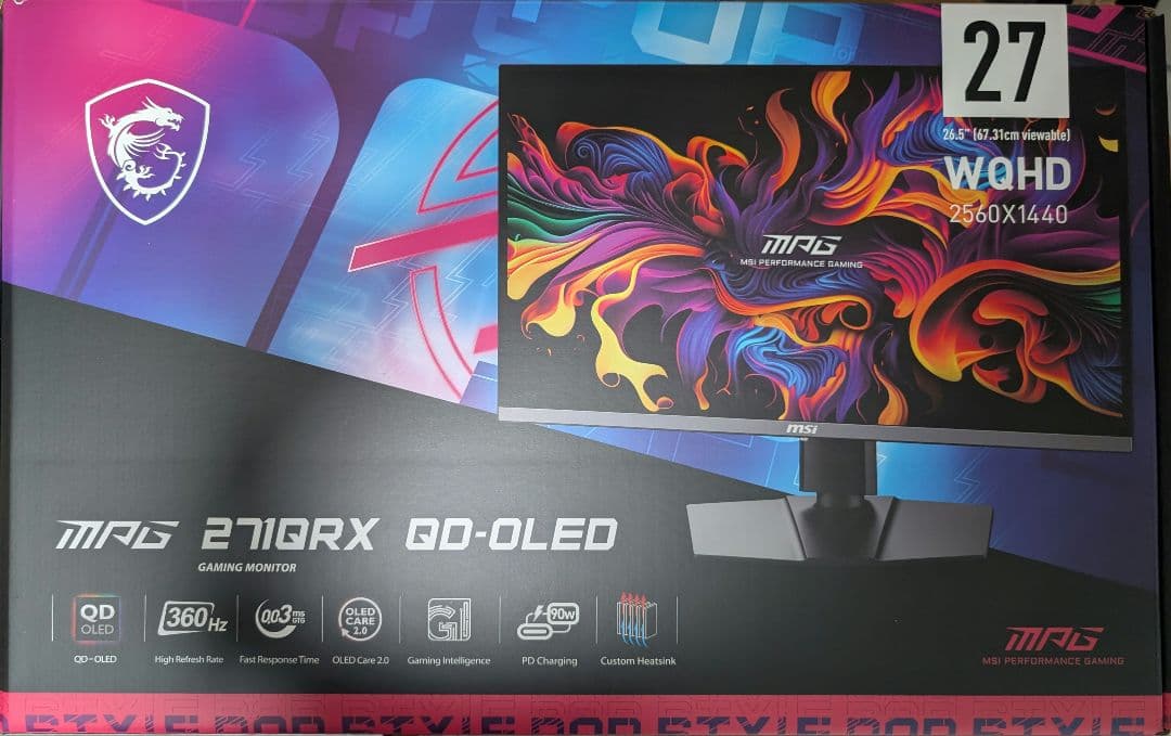 アシダカ軍曹　MPG　271QRX WQHD27インチQD-OLED MSI MPG 271QRX QD-OLED 27