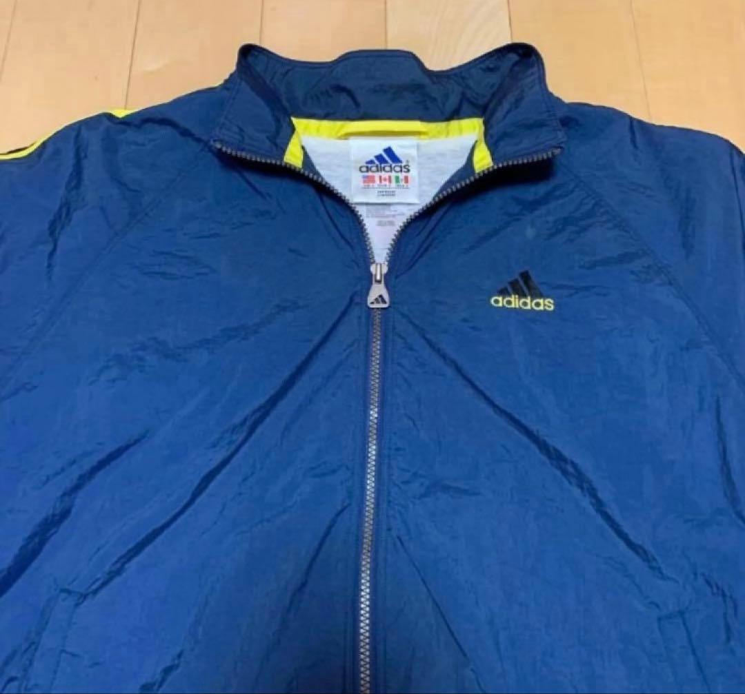90s adidas アディダス ナイロンジャケット L ネイビー/イエロー