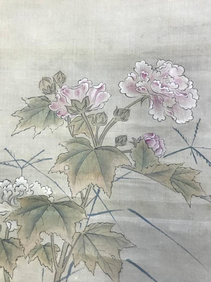 真作/狩野探幽/成道、鳩、芙蓉図/三幅対/極札/花鳥図/掛軸名家伝来AH