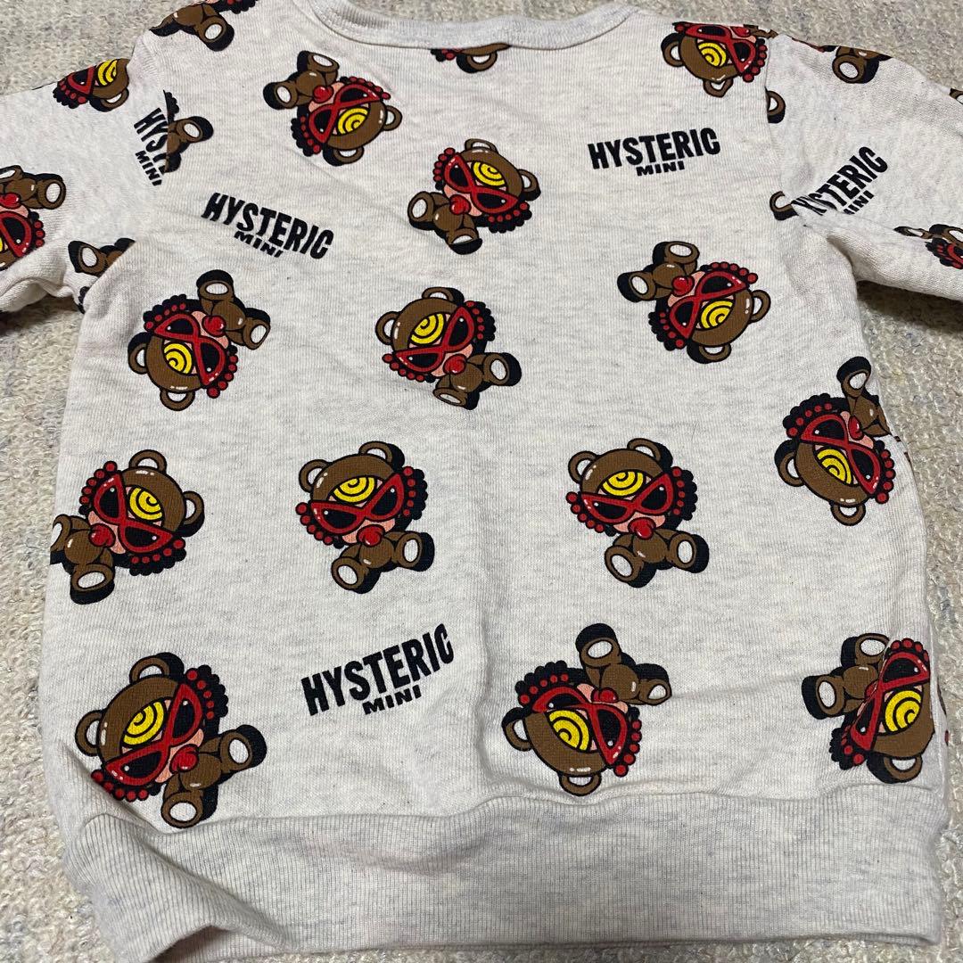 7日まで】ヒスミニ ブラウン テディ 総柄トレーナー 90cm オートミール