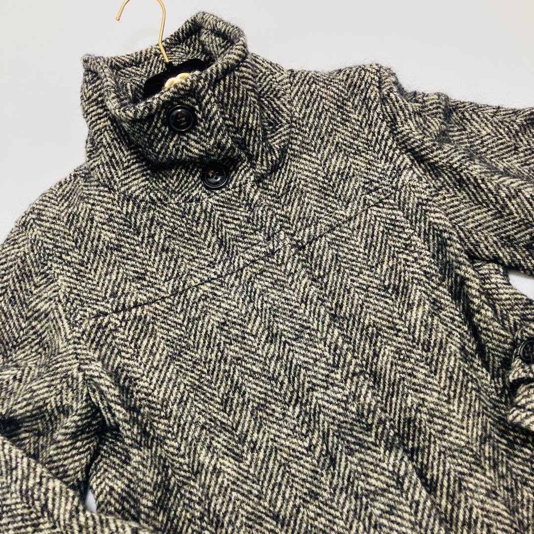 超希少サイズ 美品 マックスマーラ スタンドカラーコート ヘリンボーン