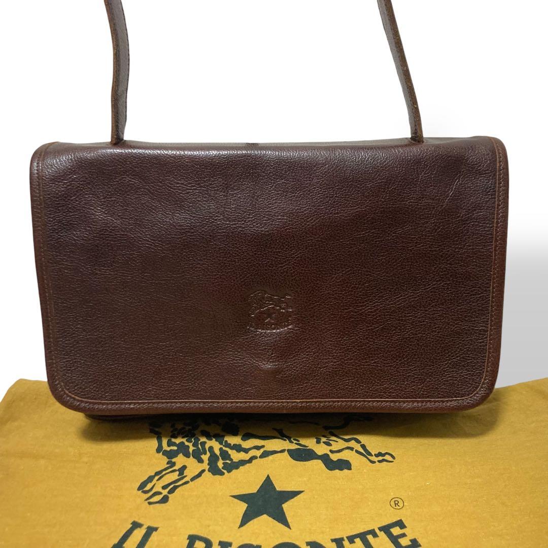 ヴィンテージ】イルビゾンテ ショルダーバッグ レザー ロゴ型押し ブラウン