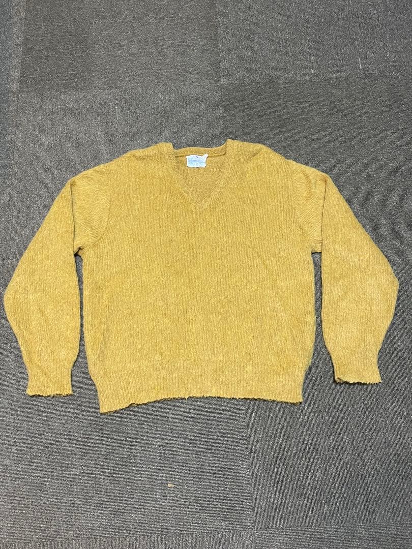 しーちきんまよ ヴィンテージ　モヘアニット　60s 60s ビンテージ 35% モヘア ☆ Vネック ウール モヘヤ 長袖 ニット の