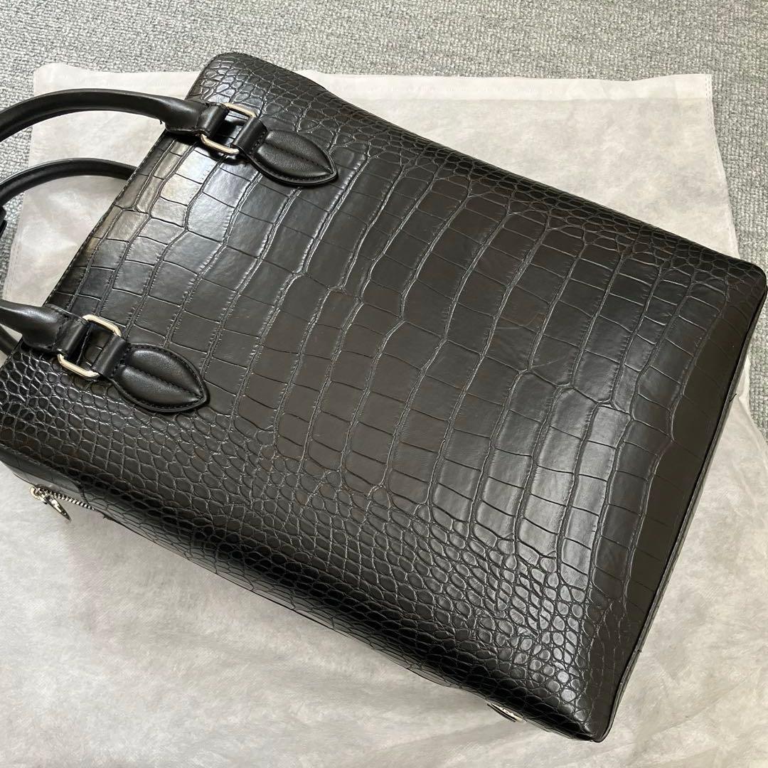 美品】クロコ型押し 縦型ビジネスバッグ ブラック プレゼント - メルカリ
