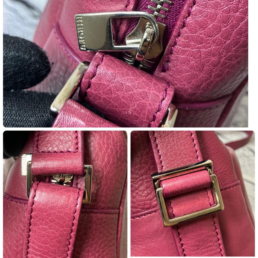 美品✨ヒロフ 現行モデル ヴィータ シボ革 Hロゴ ショルダーバッグ