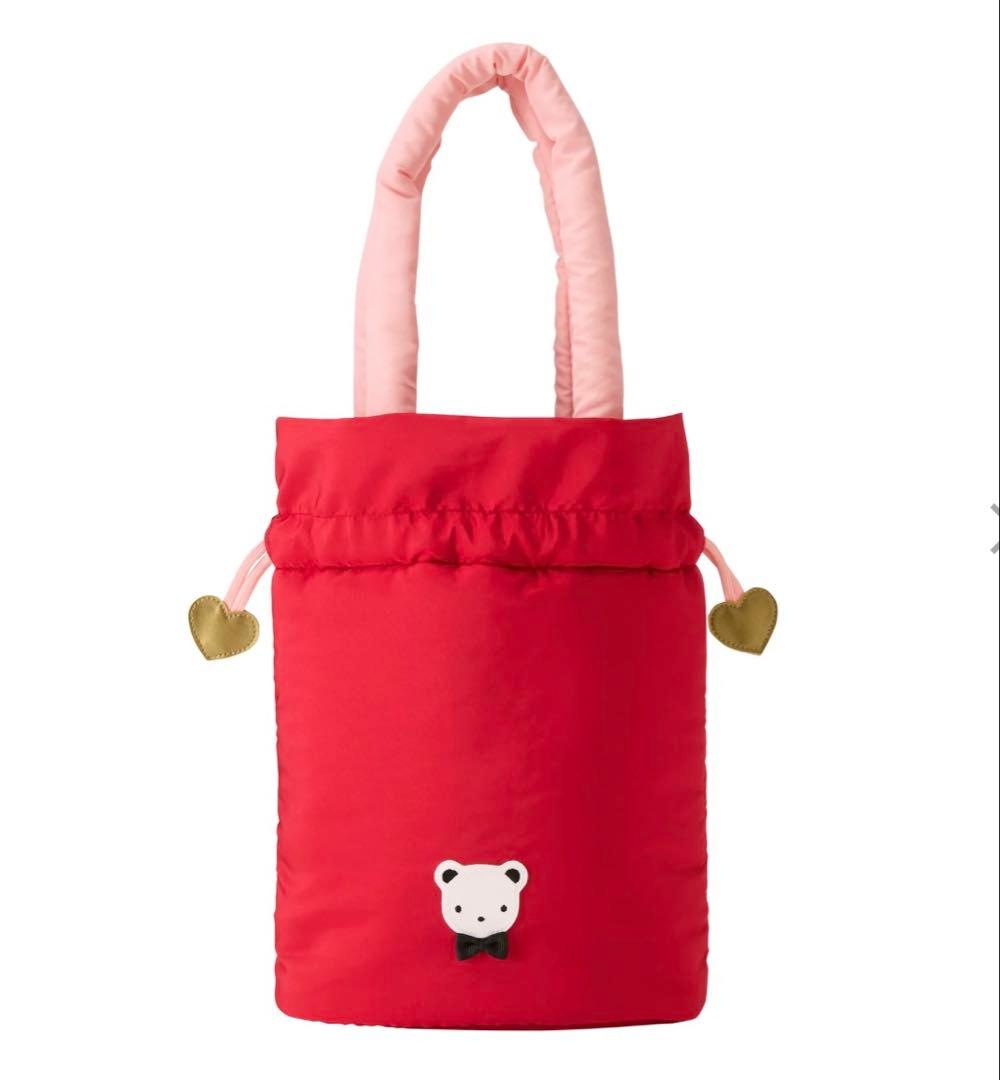 新品未使用 ファミリア巾着バッグ レッド バレンタイン 完売カラータグ