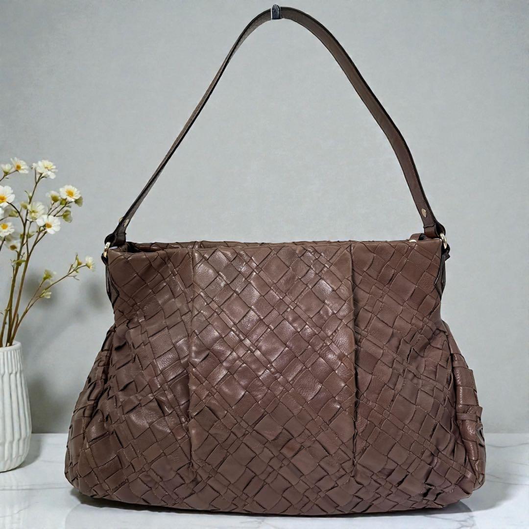 《入手困難》Max Mara ワンショルダー バック イントレチャート レザー