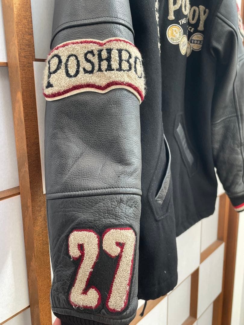 美品 POSH BOY ポッシュボーイ スタジャン80s バックロゴ 袖革