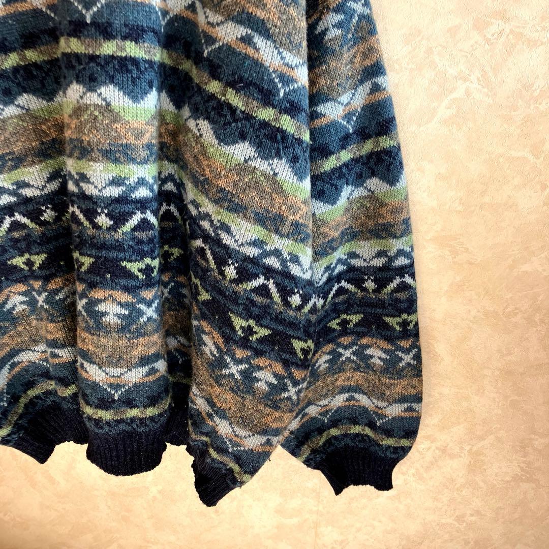 希少 80's フランス製 C.P.COMPANY ウールセーター 青 XL