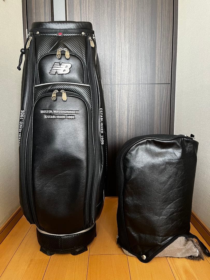 良品 人気ニューバランスゴルフ 9.0型 カート型キャディバッグ レザー