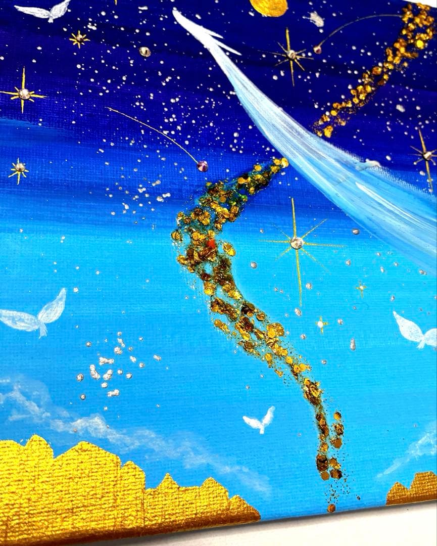 開運絵画 龍神様 龍雲 宇宙 銀河 天使 昇龍 祈願成就 金箔 - メルカリ