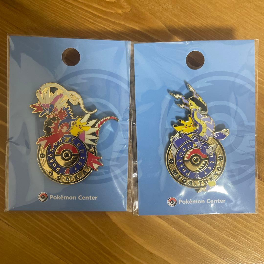 ポケモンセンターロゴ ピンバッジ ピンズ メガトウキョー オーサカ 2点
