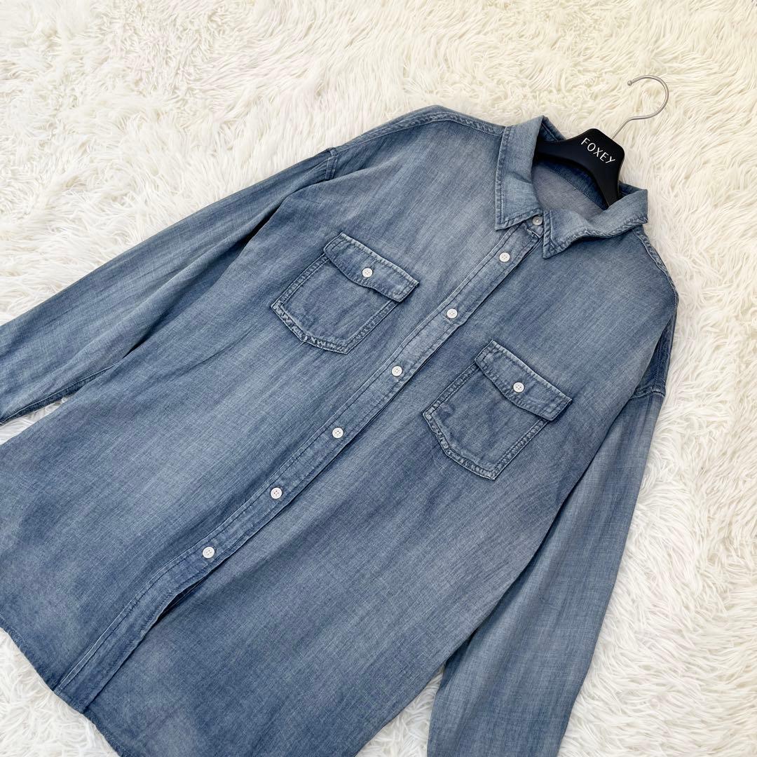 ビアズリー 《FRIPIER》シフォンデニムシャツ　Fサイズ