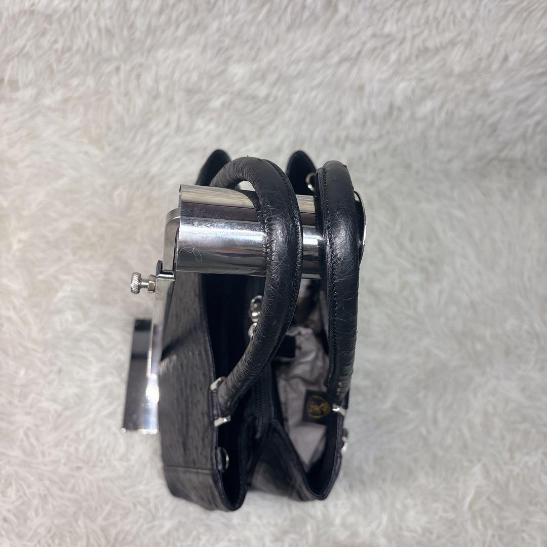 アールグレイ様 JRA認定 オーストリッチ 黒 ラウンドファスナー 縦型