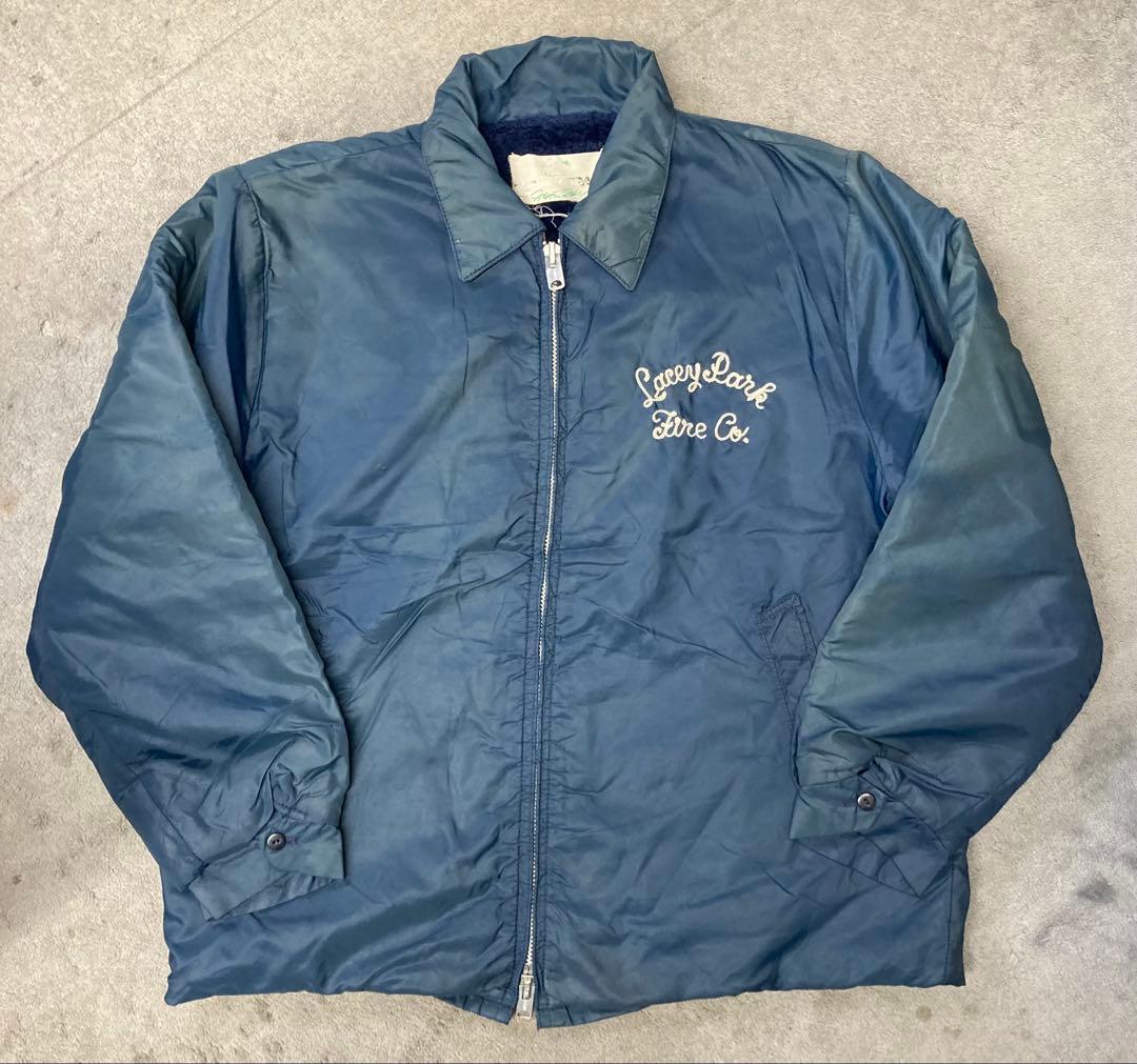 ヴィンテージ ナイロンコーチジャケット 刺繍 Firestone ネイビー