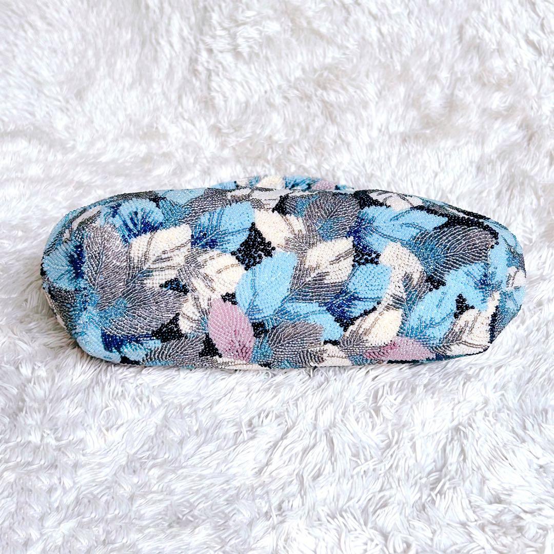 ビーズバッグ ハンドバッグ 手刺繍 葉っぱ 和装 レトロ ヴィンテージ