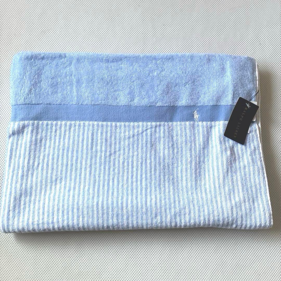新品 ラルフローレン タオルケット ハーフケット ブルーストライプ