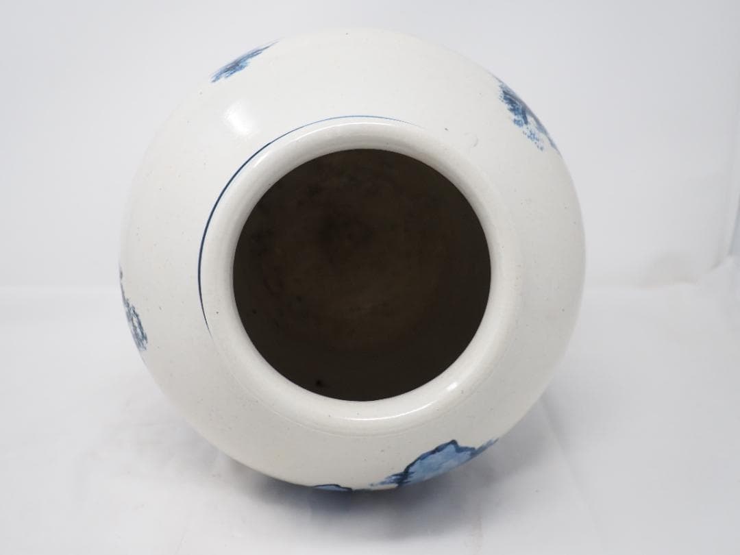 染付　山水図　花瓶　道六？　壺　-SO