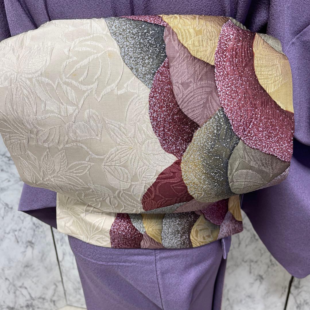 正絹付下げ 紫 作家、落款、一つ紋